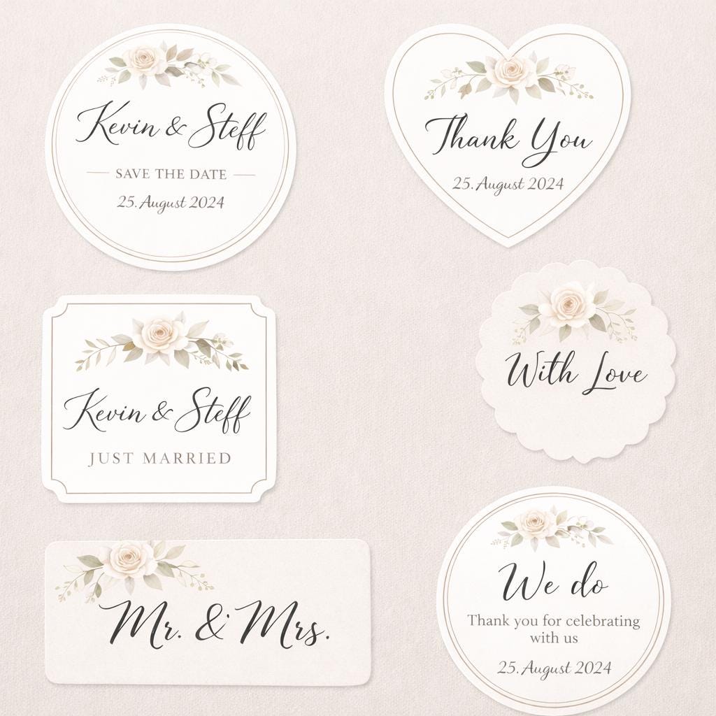Personalisierbarer Sticker | Schriftzüge | für Hochzeiten, Events, Geburtstage | Aufkleber  | Individueller Schriftzug | Deko