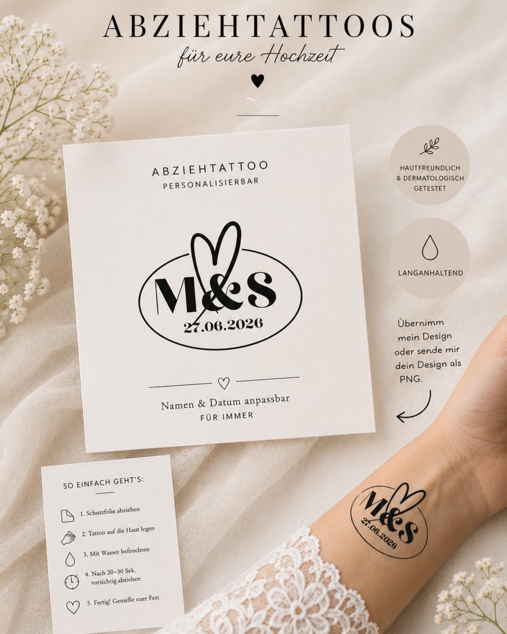 Personalisierbares Abziehtattoo | Klebetattoo | Temporary Tattoo | Party Tattoo | Gastgeschenk | Gastgeschenk | Fake-Tattoo