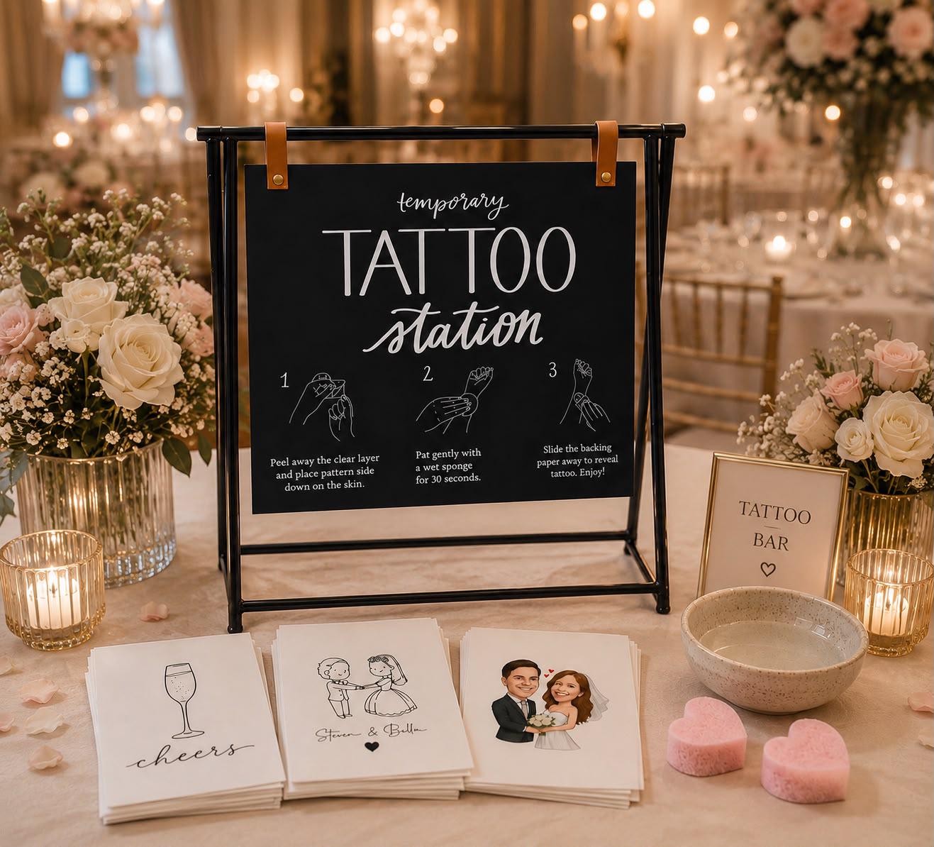 Personalisierbare Tattoo-Bar | Klebetattoo | Temporary Tattoo | Tattoobar Package | Event-Entertainment | Unterhaltungsangebot bei Parties