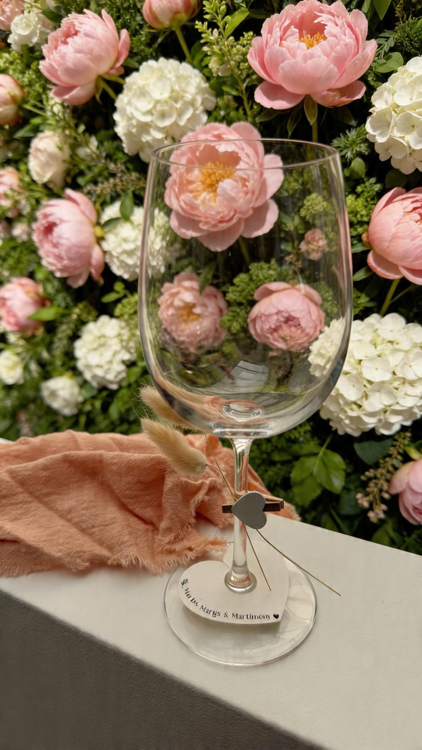 Personalisierbares Namensschild für Weinglas | für Hochzeiten, Events, Geburtstage | Individueller Schriftzug | Deko